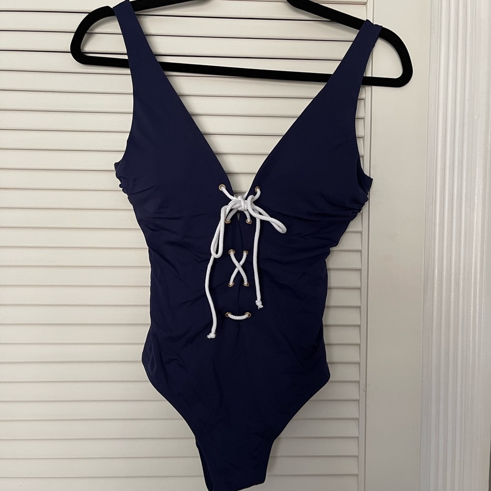 Mare Blu Laceup Plunge One Piece Swimsuit - Size S